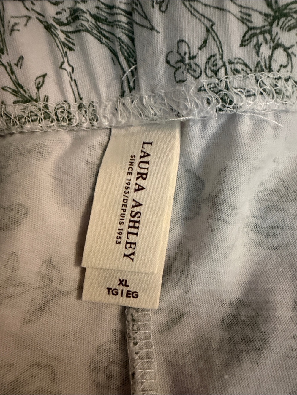 Laura Ashley Cream Sleep Shorts with Green Floral Print - Picture 4 of 5